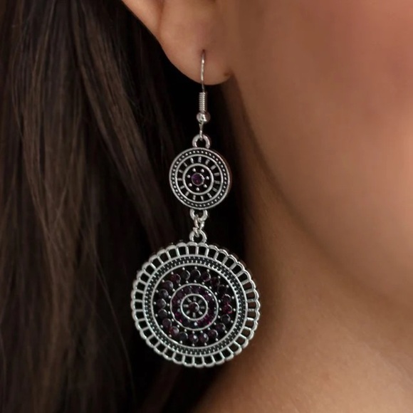 Paparazzi Earring - Bohemian Bedazzle - Purple - Picture 1 of 5